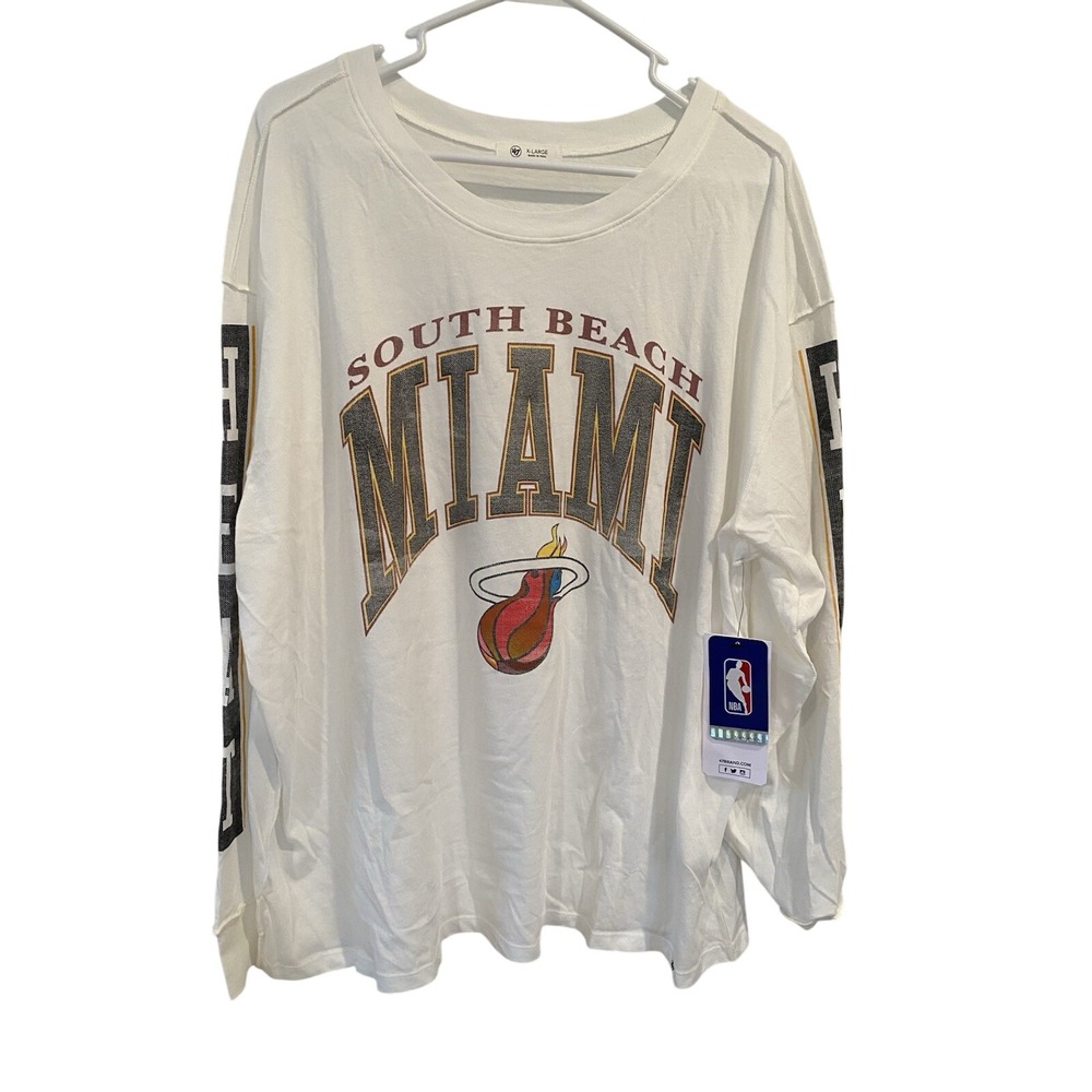 '47 White Miami Heat City Edition Long‎ Sleeve T-Shirt Women's Extra Large NWT